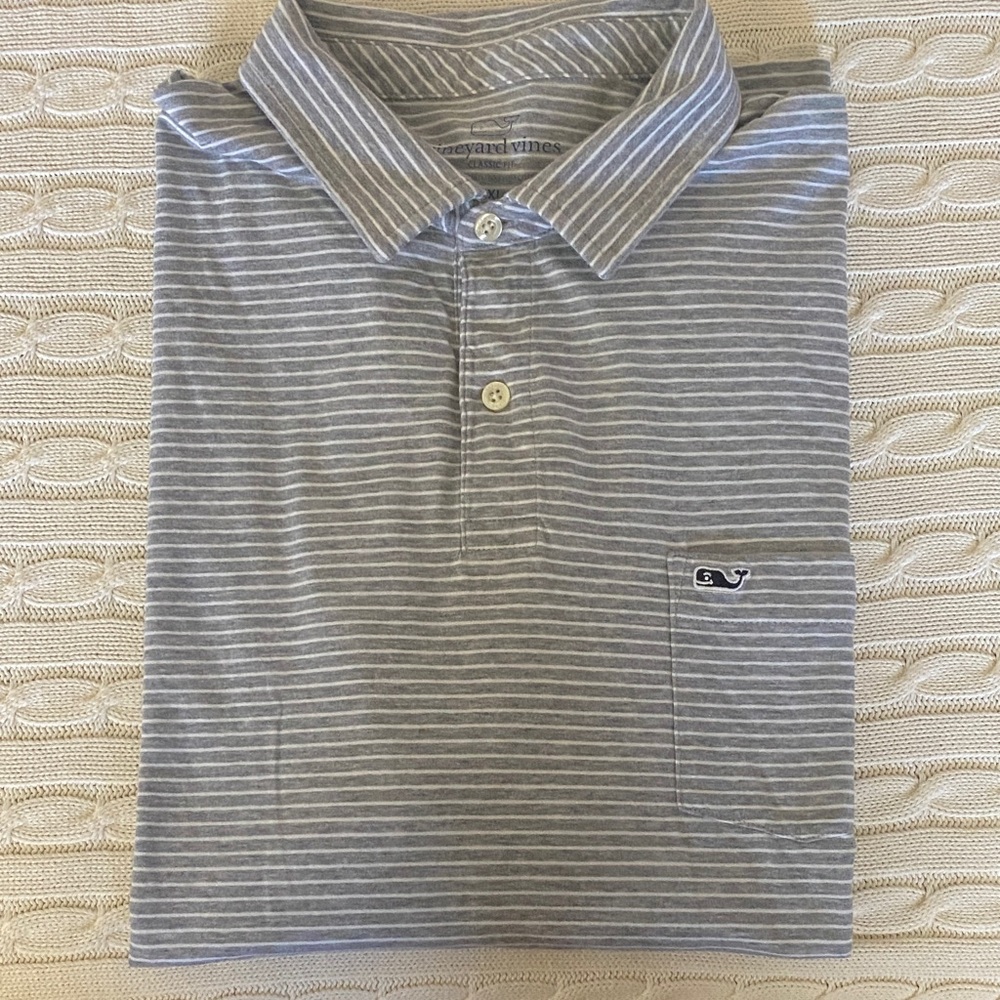 Vineyard Vines Gray Striped Polo Shirt